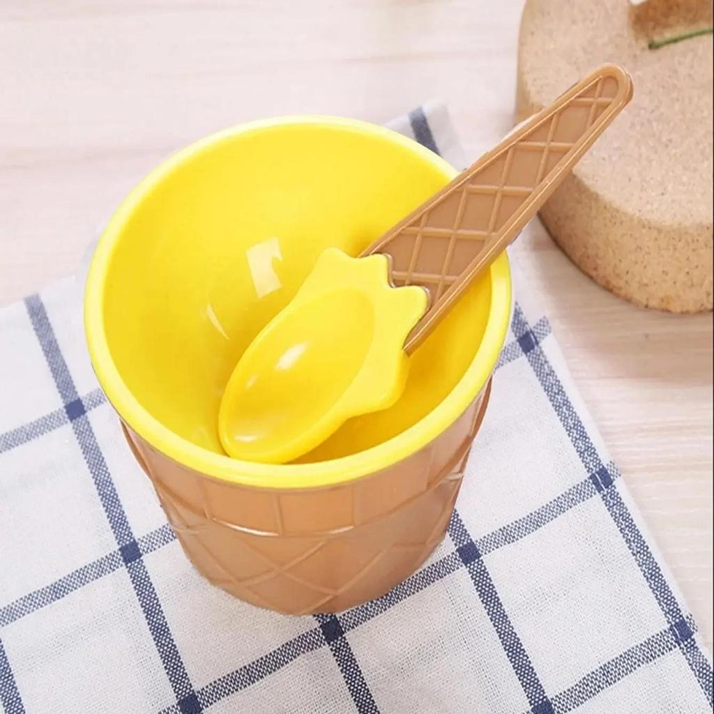 1 Set -Candy Colored Ice Cream Shaped Plastic Bowl, Dessert Ice Cream Bowl
