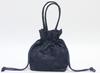 Hasegawa Lace Drawstring Bag with Handle, for Kimono and Yukata, Made In Japan (Navy)