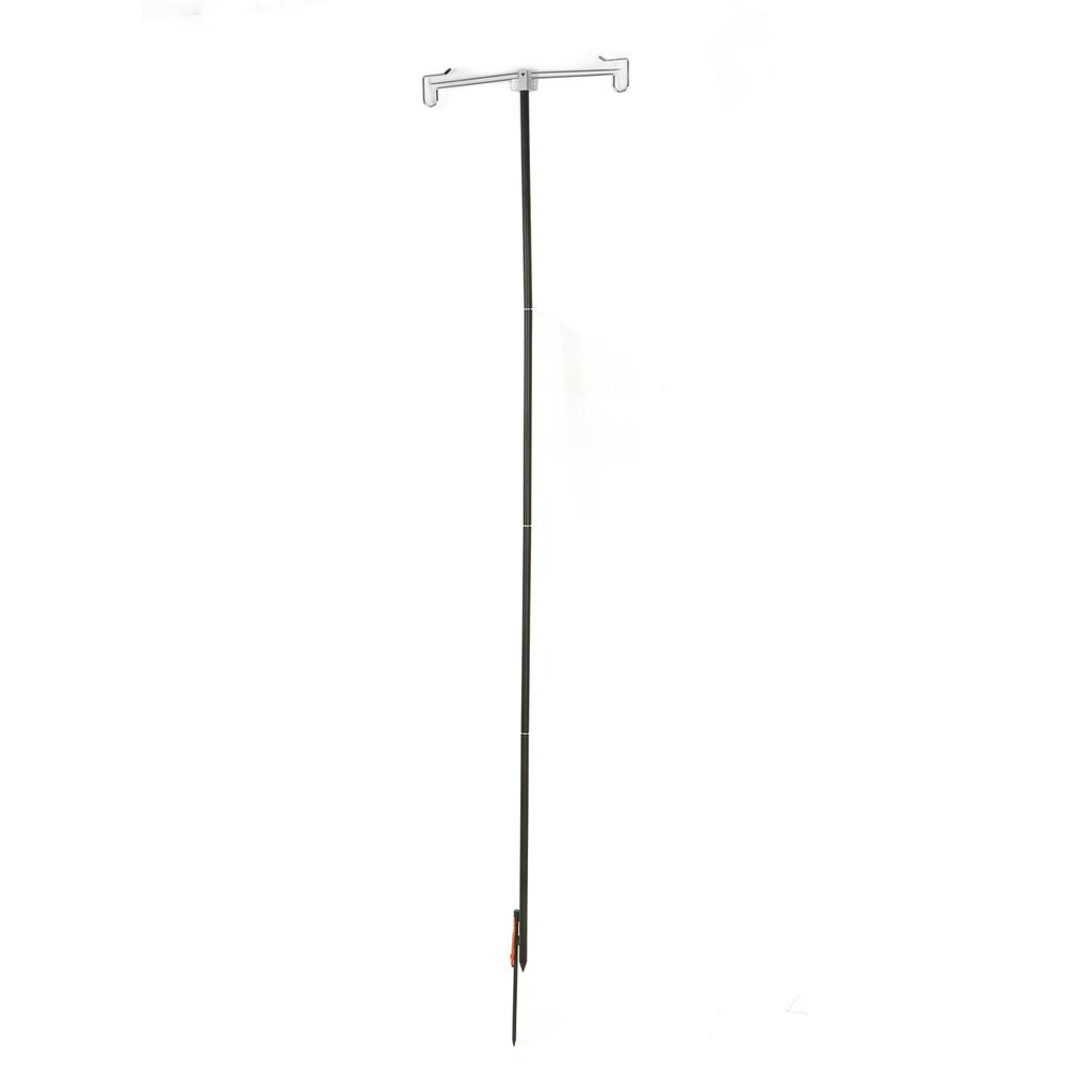 Light Hanging Pole with Foldable Double Hooks Ground Spike Light Stand for Outdoor Camping