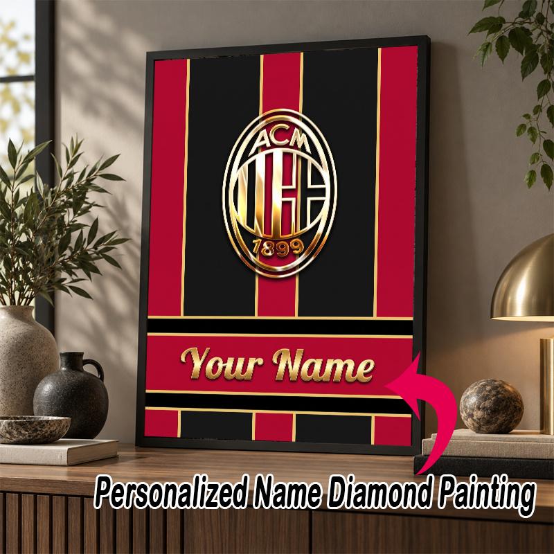 Custom Name AC Milan 5D Diamond Painting Personalized Full Drill Diamond Art Kit Gift