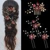 4Pcs/set Gold/Silver Flower Hair Comb Rhinestone Headpiece Luxury Bridesmaid Headwear  Prom Event