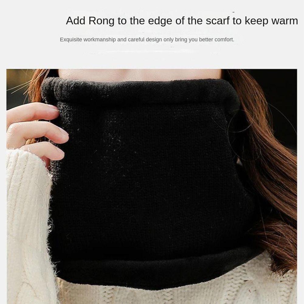 Thicken Plus Velvet Scarf Warm Knit Hat Cold-proof Neck Cover Solid Color Beanies Caps  Mens Womens