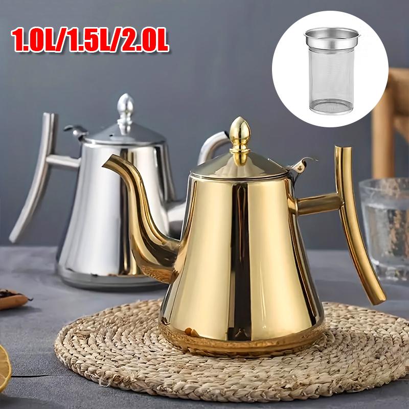 1 Set Teapot and Water Kettle Home Stainless Steel Restaurant Heat-Resistant Kitchen Essentials 1L 1.5L 2L Capacity