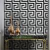 Tapet Geometric 3D Negru Lux Satinat Cheie Grecească Decor Acasă Tapet Neadeziv pentru Living Dormitor