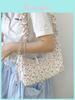 Style Small Canvas Bag With Zipper Closure And Flower Print For Casual Outings