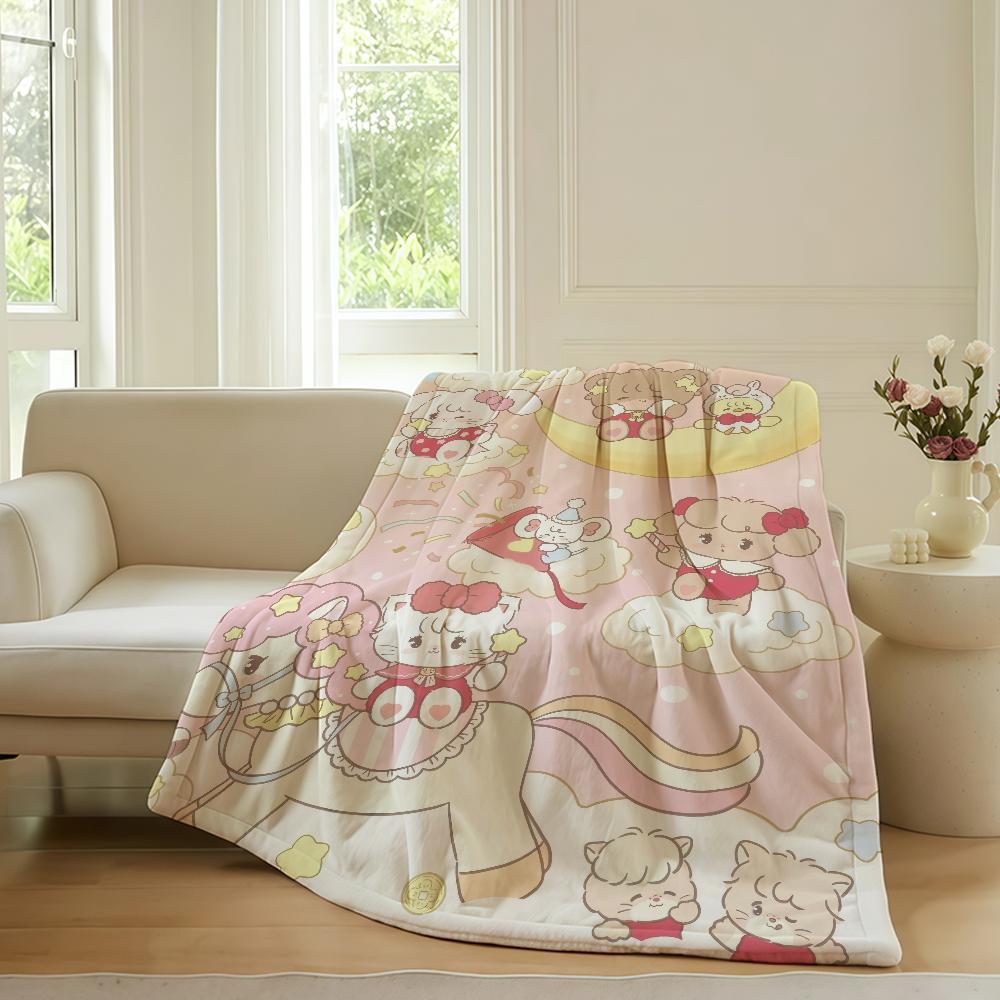 Kawaii Mikko Cartoon Blanket Warm Soft Suitable For Bedroom Sofa Bed Living Room Office Travel Camping Gifts