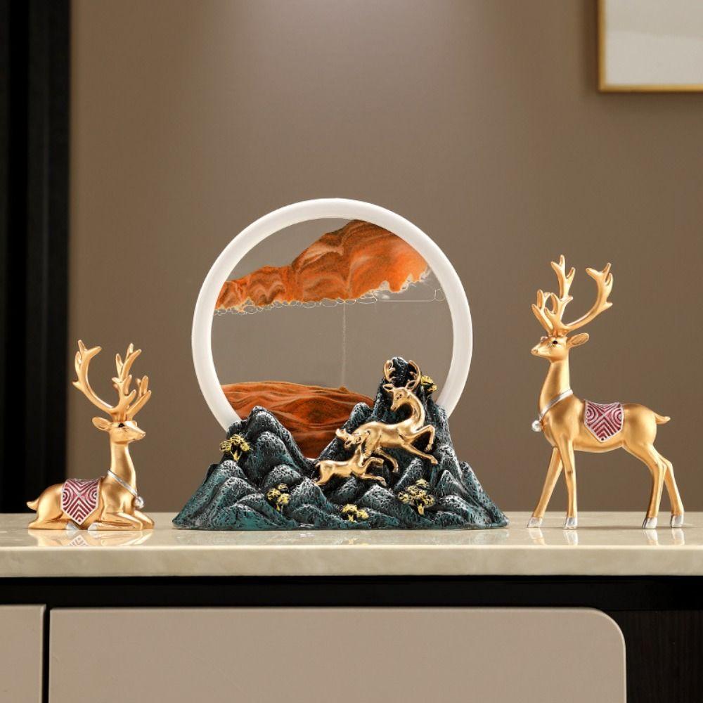 2pcs Resin Deer Ornaments Minimalist Animal Sculpture Desktop Ornament Elk Statue  Car