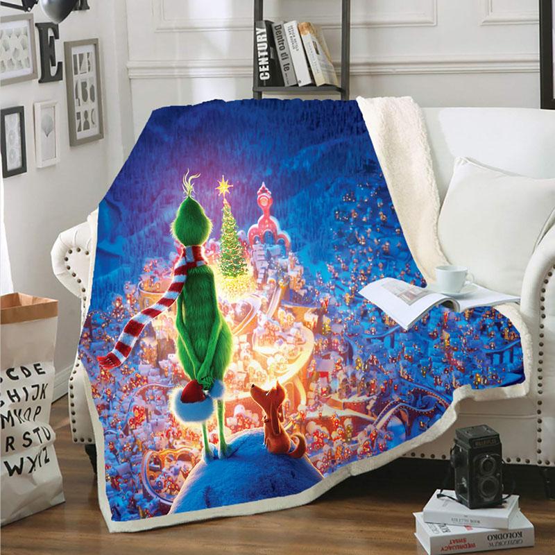 

Soft The Super Doublelayer Lamb Thickened Square Plush Sofa Blanket Village,150x200cm