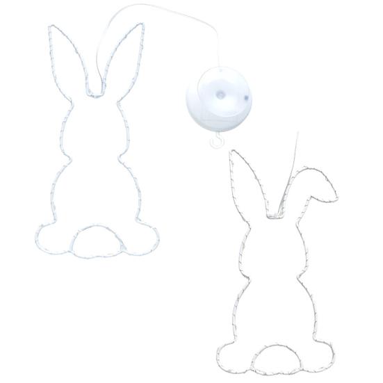 2 Pcs Easter Window Light Battery Operated LED Bunny Silhouette Lights Suction Hanging Fairy String Light for Indoor Outdoor Decor