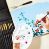 15pcs Nylon Paint Brush Set Portable Pen Curtain Canvas Bag Easy Carry for Acrylic Gouache Watercolor Oil Painting Color Mixing