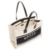 Bally Letter Logo Fringe Trim Black Striped Canvas And Leather Tote Bag Women tote bags Beige 6302813