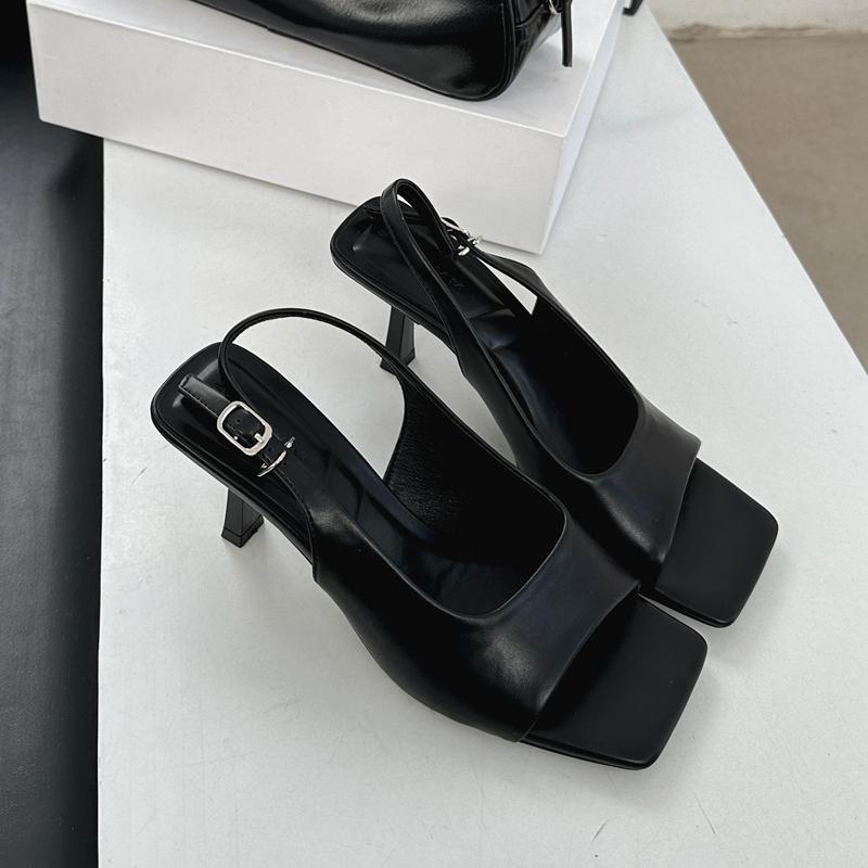 Fashion SUOJIALUN 2025 New Brand Women Sandal Shoes Fashion Square Toe Slip On Gladiator Shoes Thin High Heel Ladies Elegant Pumps Shoes