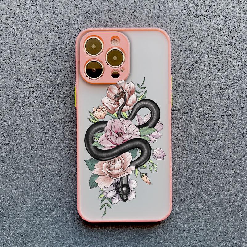 Creative Simple Style Snake Flower Phone Case for Iphone 15 14 16 Pro Max 11 12 13 Mini Pro Max X XR XS 7 8 Plus Shockproof Case