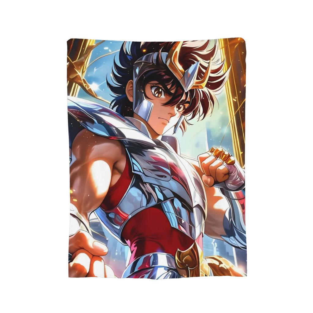 Saints Seiyas Anime Plush Blanket Knights of the Zodiac Awesome Throw Blankets for Sofa Bedding Lounge 150*125cm Bedspread,