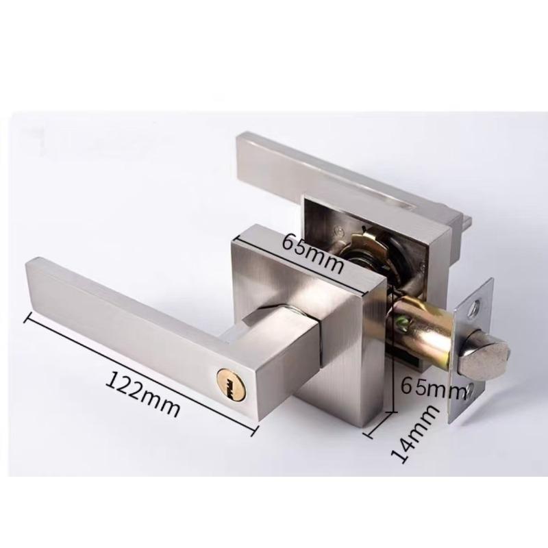 Matte Black Heavy Duty Keyed Entry Door Handle Set Square Door Levers Locks for Bedroom - Entrance Handleset