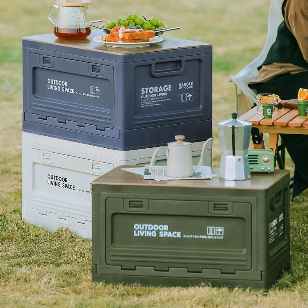 27L Camping Storage Box Large Capacity Outdoor Bench Chopping Board Lightweight Car Storage Food Box for Tableware Storage