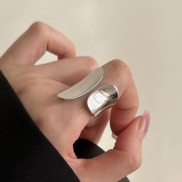 925 Sterling Rings for Women Fashion Geometric Handmade Irregular Strip Ring Party Christmas Gift
