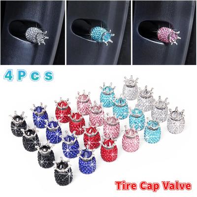 4pcs Diamond Car Tire Valve Caps Shining Dust-Proof Wheel Valve Cover Vehicle Bling Crystal Valve Cap Car Styling Accessories
