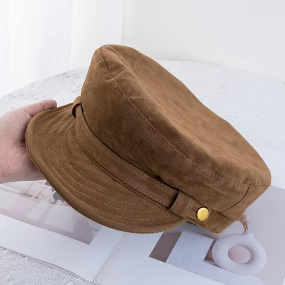 Autumn Winter Newsboy Caps Short Brim Octagonal Hat British Style Flat Top Naval Hat For Women