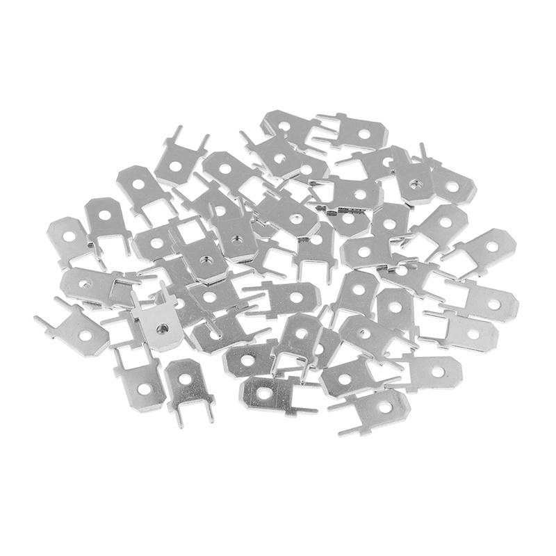 50Pcs 6.3Mm 4.8Mm Inserts Plug Male Terminal 250 Pcb Solder Lug Thickness 0.8 Two Legs ,Pcb Welding Sheet