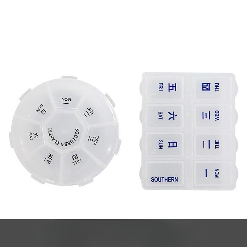 

2Pcs/set Portable Sub-packing Pill Box 7 Days Tablet Small Mini Carry-on Travel Week Medicine Pill Storage Box