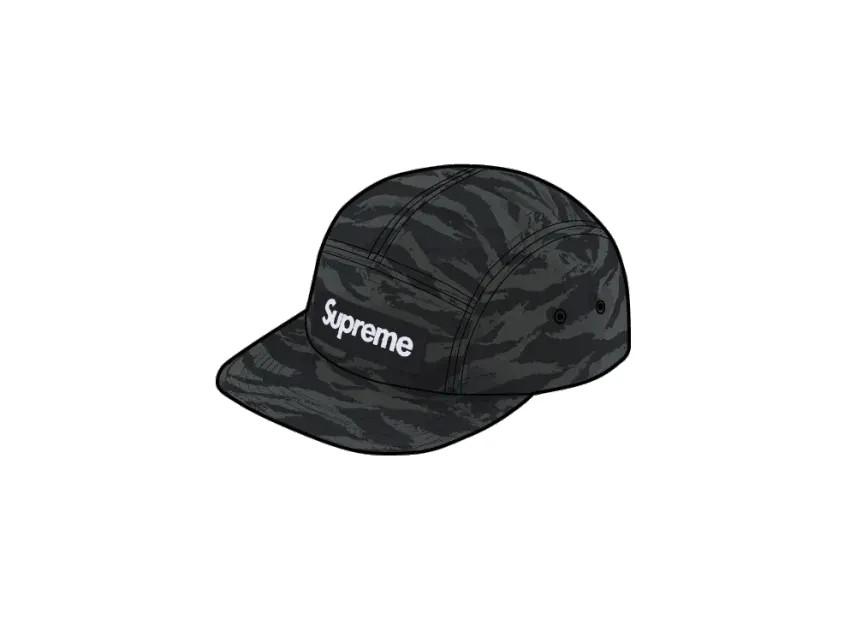 777184 Supreme Tiger Camo Ripstop Camp Cap Black One-Size