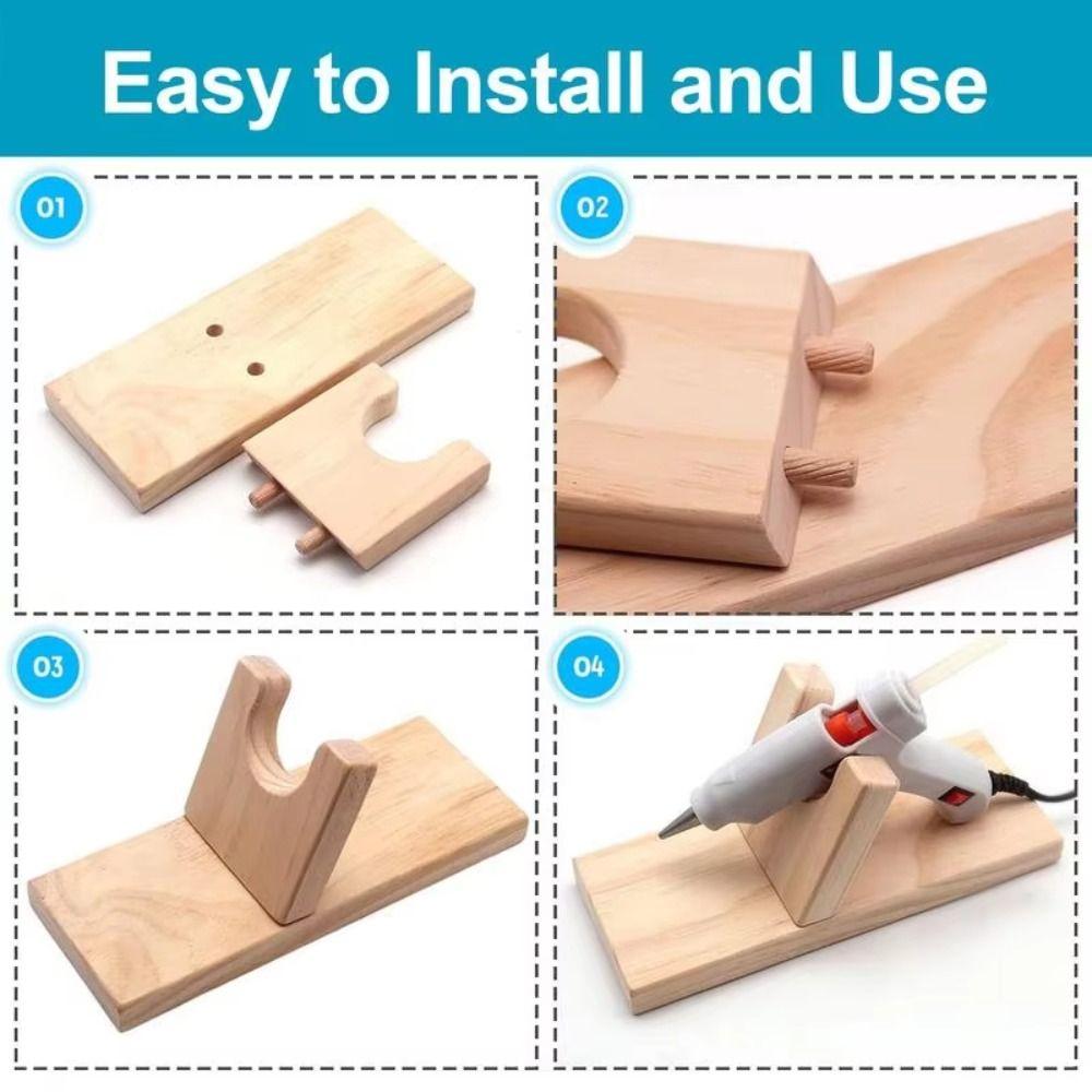 Wooden Hot Glue Holder DIY Hot Glue Support Stand Durable Craft Room Organizer