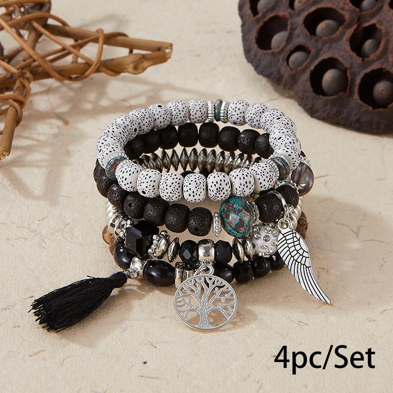 Braccialetto Bohemien Europeo e Americano Creativo Nappa Multistrato con Perline Bellissimo Gioiello