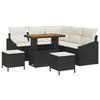 Ensemble de 8 pièces de canapés de jardin avec coussins Noir Poly Rattan Acacia, Canapé de jardin de 2 places avec rangement 3364605