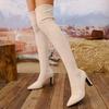Fashion 2024 Shoes Female Over-the-Knee Women's Boots Plus Size Modern Boots Women Sewing Pointed Toe Thin Heels Slip On Ladies Shoes