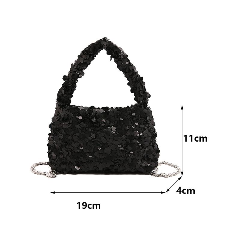 Sommer Ensfarget Paljettglans Skulderveske Casual Kjede Underarmsveske Enkel Stor Kapasitet Kvinnelig Shopping Mote Crossbody-veske