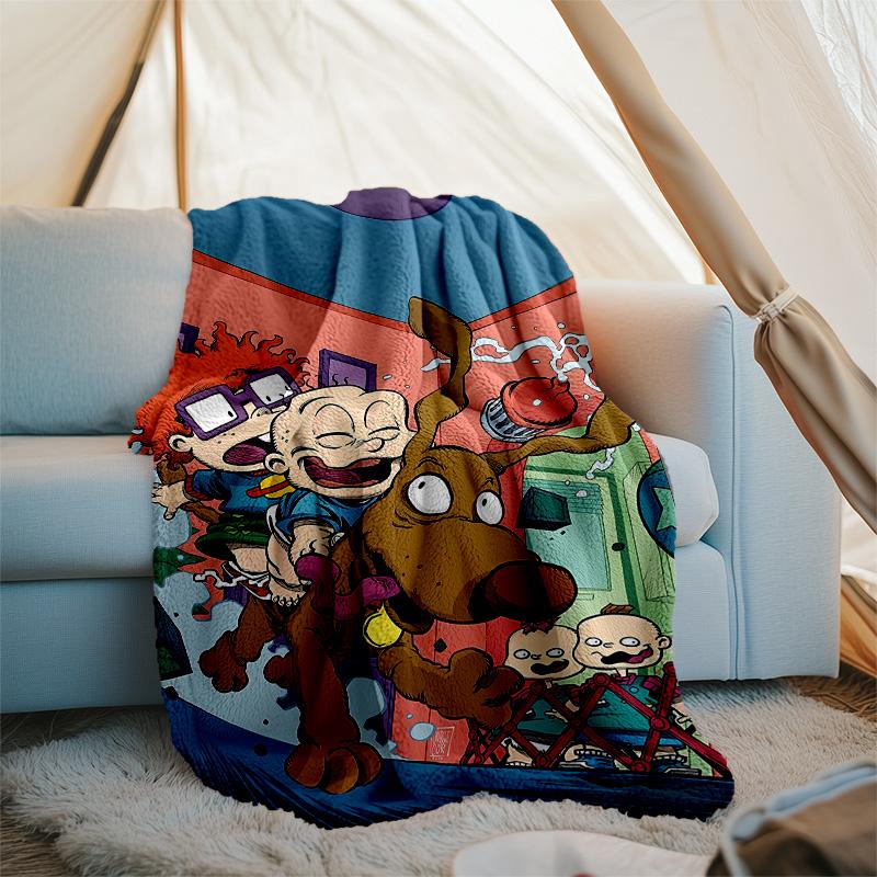 1pc Rugrats In Paris3 Theme Blanket - Digital Print, Polyester, Cozy for All Seasons, Perfect for Outdoor, Camping, and Travel