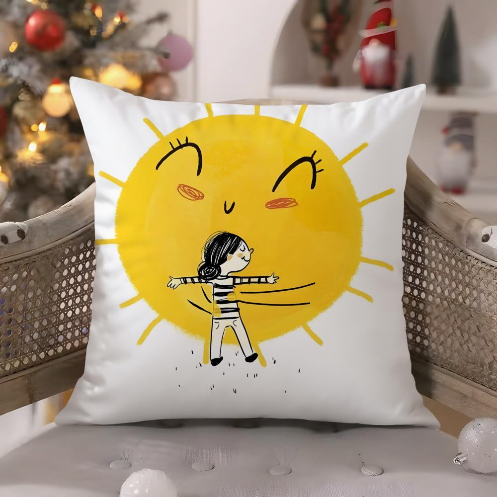 Cartoon Fun Pillow Patterns for Toddlers Pillow Case Comfort Sofa Bed Silky Elegant Invisible Zipper Decorative Cushion Cover