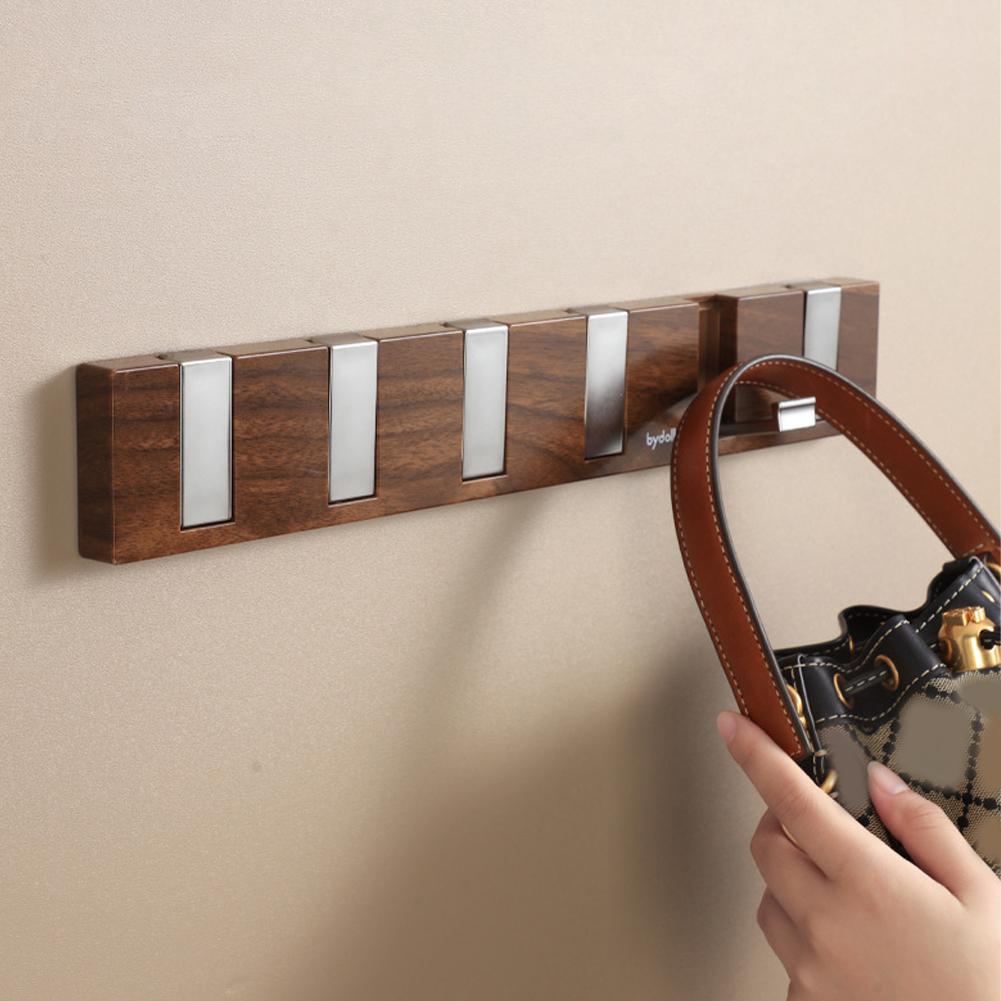 Wall Key Holder 6 Foldable Hooks No Drilling Key Hangers Multi-Function Self Adhesive Key Rack Heavy Duty for Door Wall Entryway