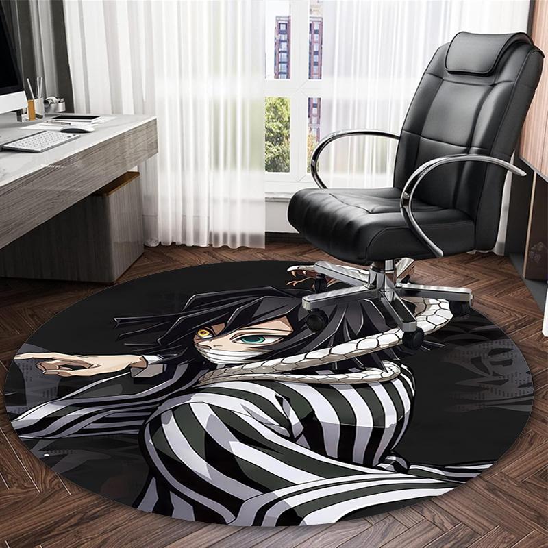 1pc Demon Slayer1 Print Round Carpet Chair Round Carpet Suitable for Bedroom Living Room Home Decorative Carpet