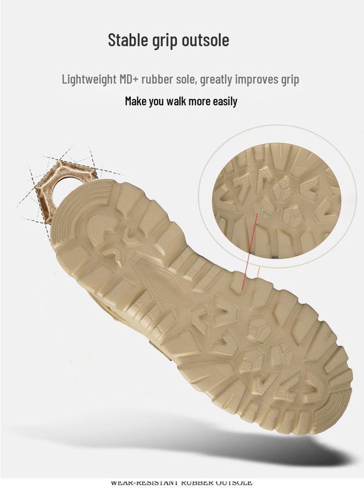 Plus Size Men's High-Top Outdoor Combat Boots - Ultra-Light, Cold Cement Outsole, Autumn/Winter Style