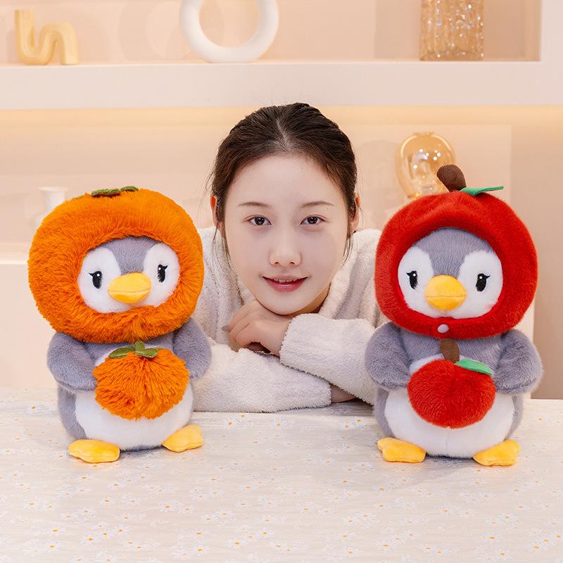 Cute cute fruit penguin doll plush toy apple penguin doll girl company soothing doll