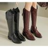 New Designer Vintage Thick Heel Women Knee High Boots Fashion Side Zippers Shoe Autumn Winter Ladies Concise Long Botas De Mujer