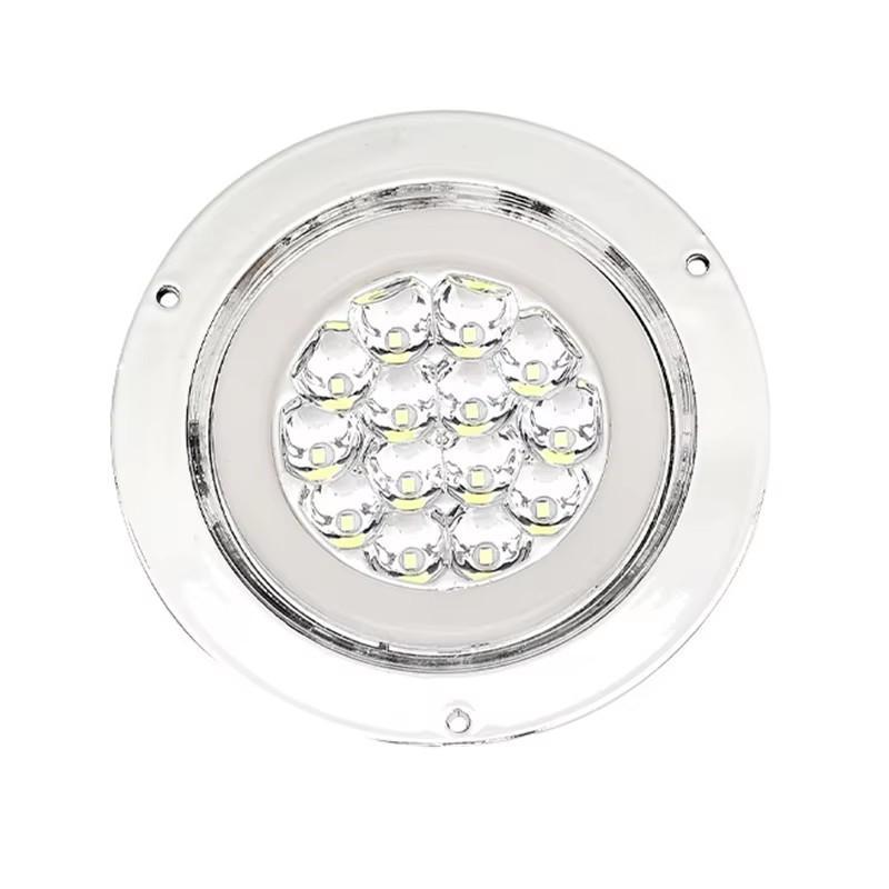 10-30V Hot Selling 4 Inch Round LED Indicator Tail Stop Reverse Flashing Light for Truck Trailer Rear Lamp with Chrome Grommet