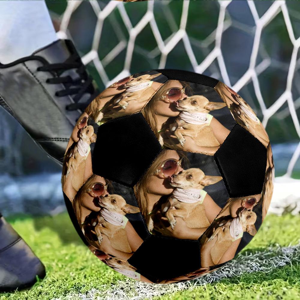 Meisje Hond. Gepersonaliseerde foto Maat 5 Voetbal Machine-gestikt Binnen/Buiten Universele Voetbal Gepersonaliseerde Voetbal
