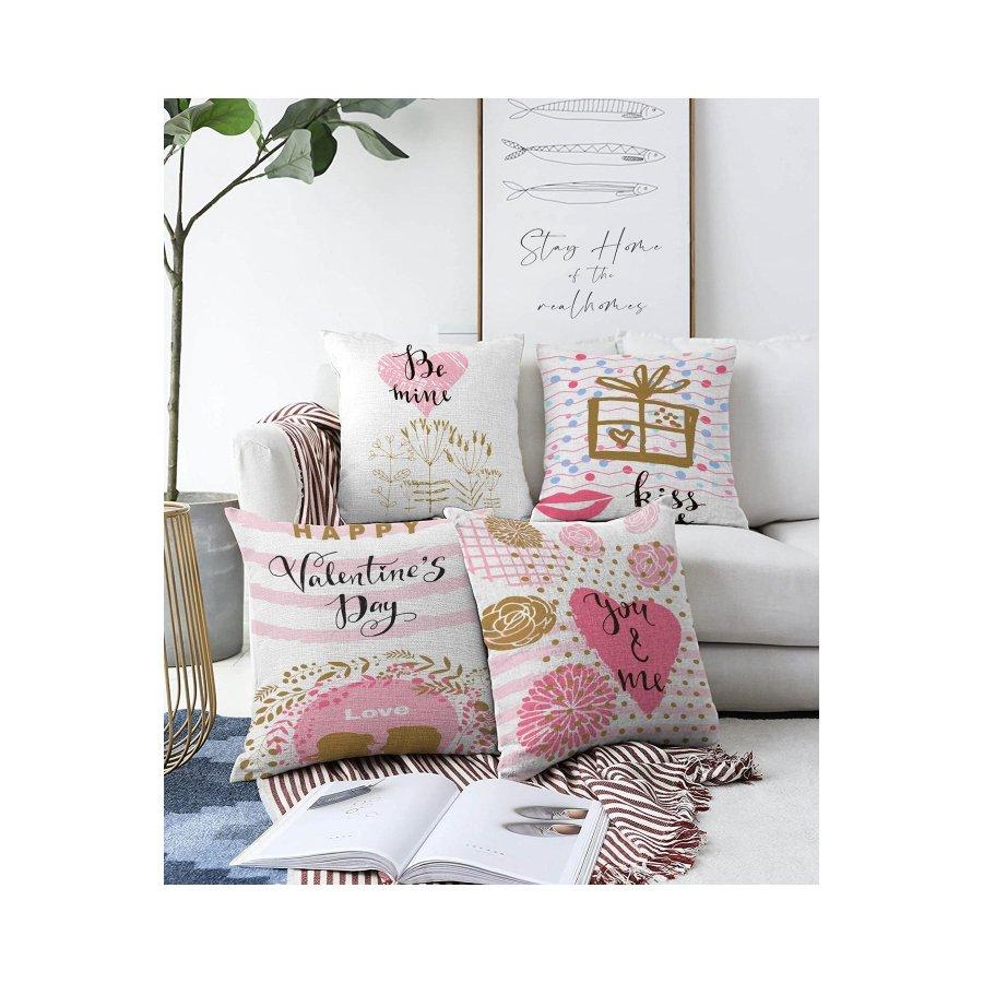 4-teiliges doppelseitig bedrucktes Kissenbezug-Set „Valentine's Day Concept“.
