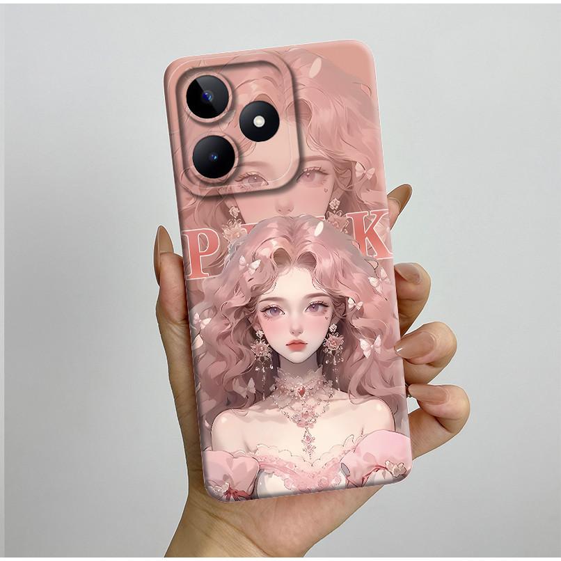 For Realme C51 C53 Case RMX3830 RMX3760 Shell Pretty Flower Full Back Cover for RealmeC51 C53 C61 C63 C 51 S Soft Silicone Funda
