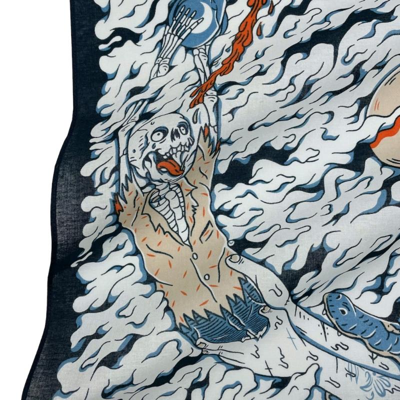 Skull Pattern Digital Print Headscarf for Street Dance Halloween Head Covering Outdoor Activity Hiking Cycling Headscarf