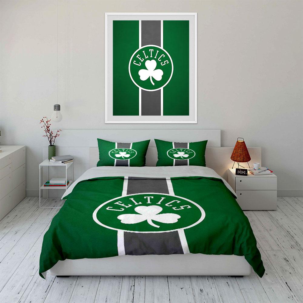 Set Biancheria da Letto Logo Celtics Verde Copripiumino Copripiumino Federe (1 * Copripiumino 2 * Federe, senza piumino)