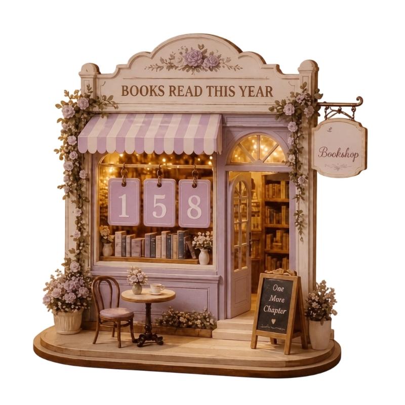 Books Read This Year Counter Plaque Wooden Reading Trackers Decors Number Tab Display Sign for Home Desks, Study Shelves, Library Shelves, and Book
