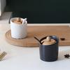 Vintage Ceramic Seasoning Jar with Slanted Mouth Lid Storage Box Set Multifunctional Moisture-proof Storage Jar Kitchen Supplies