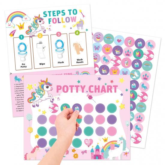 Unicorns Potty Training Chart for Toddlers, 10 Potty Training Sticker Charts with 280 Reward Stickers, Potty Reward Chart Sticker Chart for Kids,