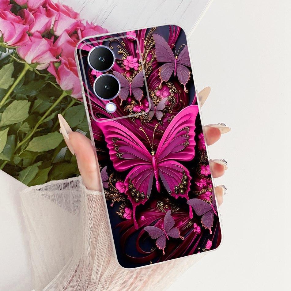 For Vivo Y17s Cute Flower Butterfly Cat Painted Case For Vivo Y17s Y 17S V2310 Soft Silicone TPU Phone Cases