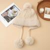 Autumn and Winter Hats for Women Sweet and Cute Fur Balls and Velvet Rabbit Fur Warm Hats Fashionable and Versatile Ear Protection Wool Hats