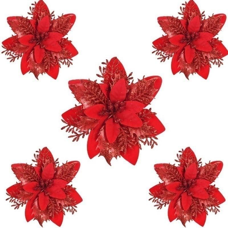 White Christmas Tree Decorations Artificial Flowers Ornaments Berry Stems Hanging Snowflakes for Xmas Tree Party Holiday Decor